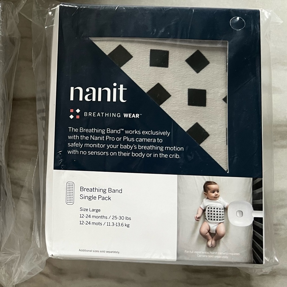 NWT, Nanit Breathing Band in Pebble Grey. Size 12-24 Months. 1 Available.